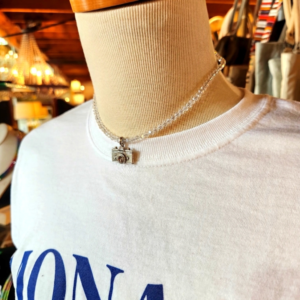 📸 Silvertone Camera Pendant W/Crystal Necklace 📷 - Picture 8 of 16